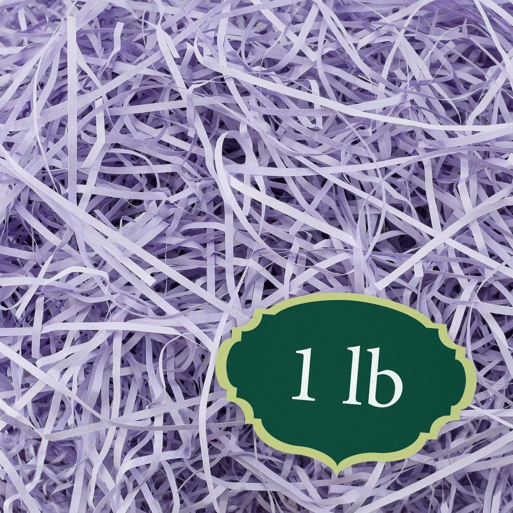 Arcadia Garden Products 1 lbs - Lavender Straight Shredded Color Paper Filler Box Stuffing for Gift Wrapping & Crafts, Basket Filling, Confetti, Packaging & Shipping - RPS01LA