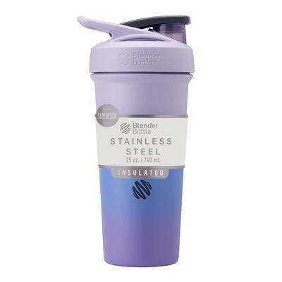 BlenderBottle Sport Sleek Insulated Stainless Steel Shaker Bottle with Wire Whisk, 25-Ounce, Lavender Ombre  Protein Shakes & Hydration for Athletes & Fitness Enthusiasts, Easy Mixing, Lockable Lid