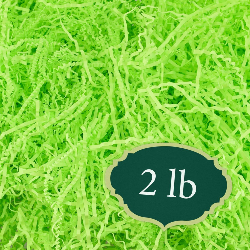 Arcadia Garden Products 2 lbs - Lime Crinkle Shredded Color Paper Filler Box Stuffing for Gift Wrapping & Crafts, Basket Filling, Confetti, Packaging & Shipping - RPC02LM