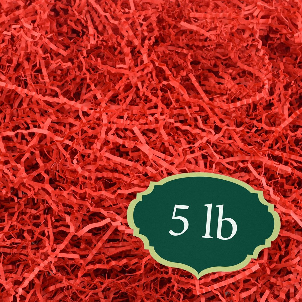 Arcadia Garden Products 5 lbs - Red Crinkle Shredded Color Paper Filler Box Stuffing for Gift Wrapping & Crafts, Basket Filling, Confetti, Packaging & Shipping - RPC05RD