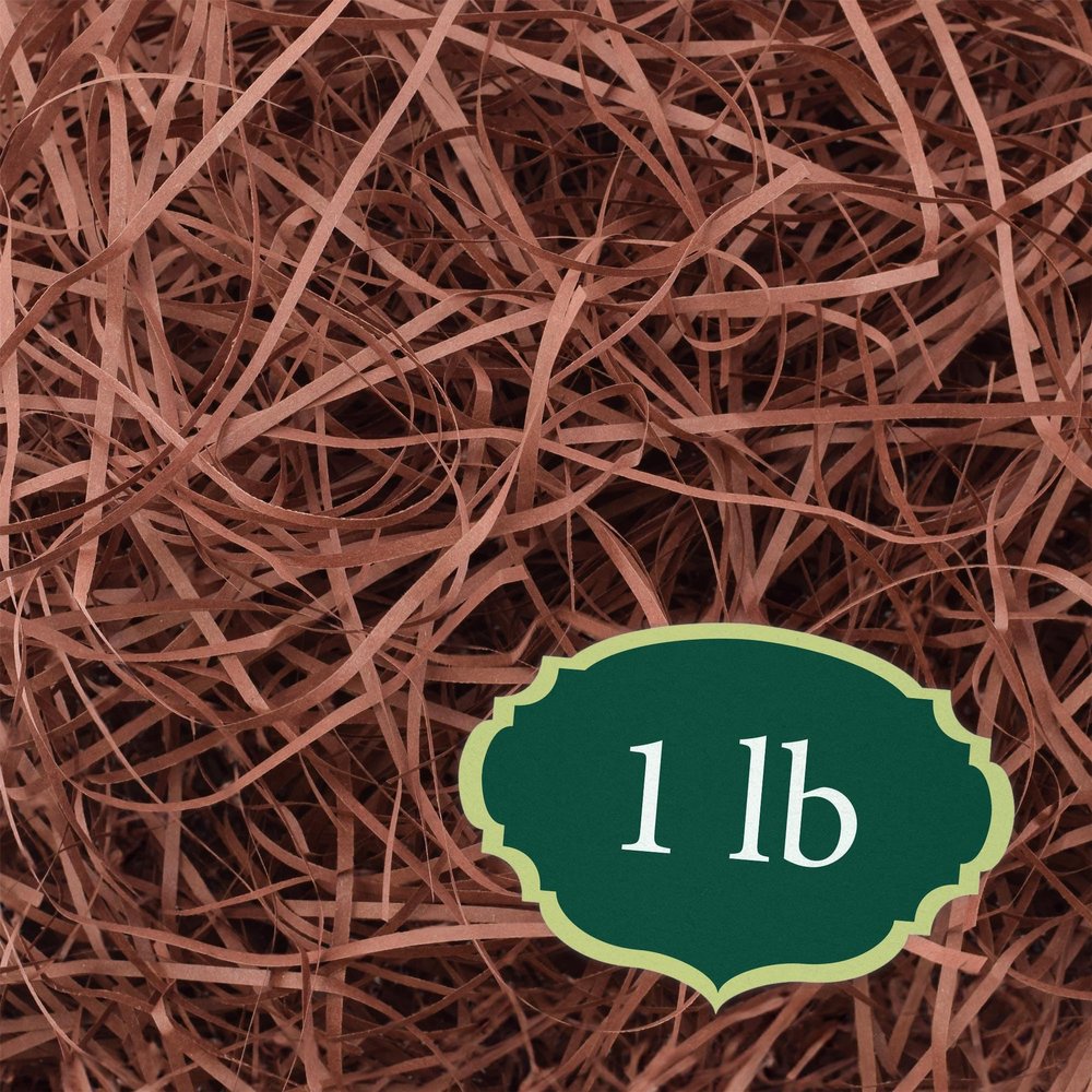 Arcadia Garden Products 1 lbs - Brown Straight Shredded Color Paper Filler Box Stuffing for Gift Wrapping & Crafts, Basket Filling, Confetti, Packaging & Shipping - RPS01BR