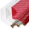 American Greetings Christmas Cellophane Wrap Rolls for Cookie Trays, Gift Baskets, or Presents, Plastic Gift Wrap Film (75 sq. ft., 3 Rolls-30 in. x 10 ft.) Clear, Red Stripes, Silver Gold Polka Dots view 1