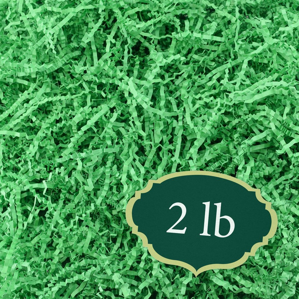 Arcadia Garden Products 2 lbs - Green Crinkle Shredded Color Paper Filler Box Stuffing for Gift Wrapping & Crafts, Basket Filling, Confetti, Packaging & Shipping - RPC02GN