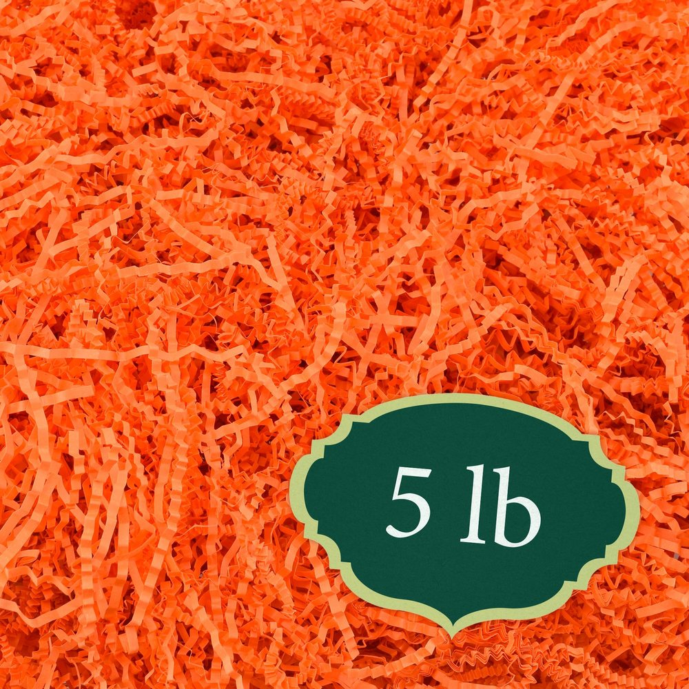 Arcadia Garden Products 5 lbs - Orange Crinkle Shredded Color Paper Filler Box Stuffing for Gift Wrapping & Crafts, Basket Filling, Confetti, Packaging & Shipping - RPC05OR