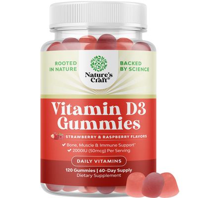 Natures Craft Vitamin D Gummies for Adults - Daily Immune Support Gummies with Vegan Vitamin D3 2000IU - D3 for Adults Wellness Non GMO Gluten Free 2 Month Supply