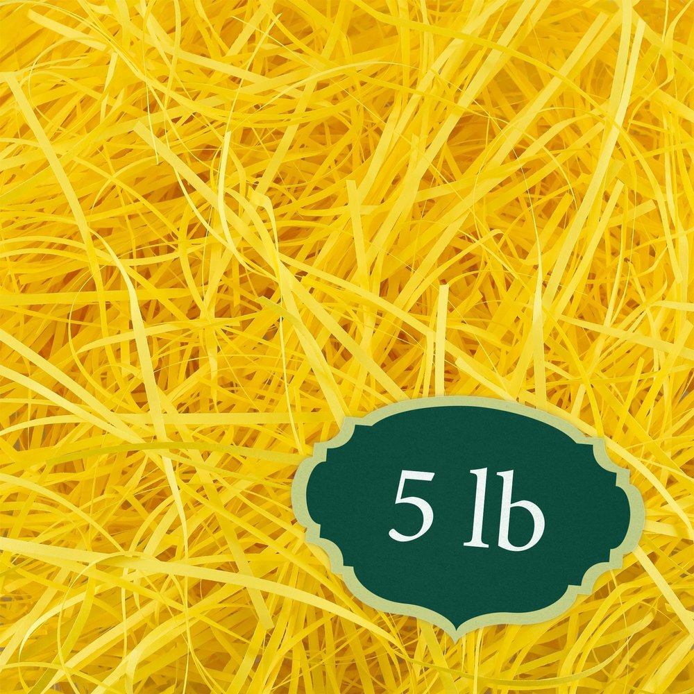 Arcadia Garden Products 5 lbs - Yellow Straight Shredded Color Paper Filler Box Stuffing for Gift Wrapping & Crafts, Basket Filling, Confetti, Packaging & Shipping - RPS05YW