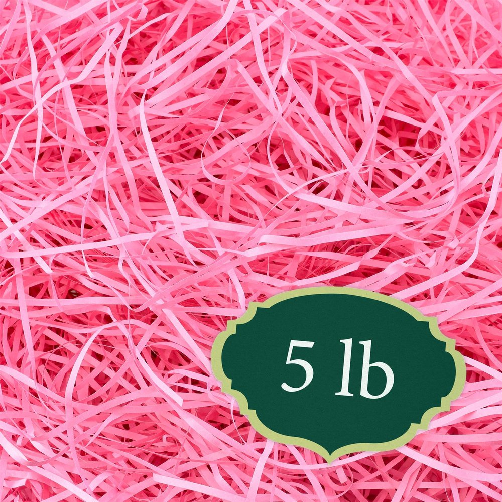 Arcadia Garden Products 5 lbs - Pink Straight Shredded Color Paper Filler Box Stuffing for Gift Wrapping & Crafts, Basket Filling, Confetti, Packaging & Shipping - RPS05PK