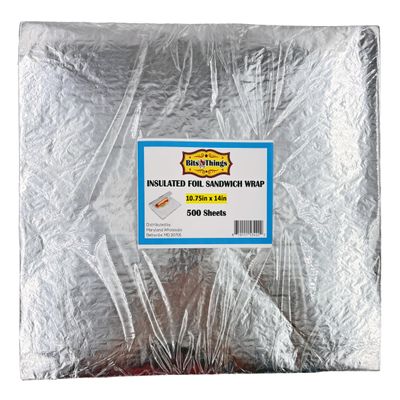 Bits N Things Insulated Foil Sandwich Wrap Sheets | 10.75" x 14" - Pack of 500
