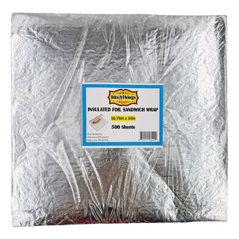 Bits N Things Insulated Foil Sandwich Wrap Sheets | 10.75" x 14" - Pack of 500