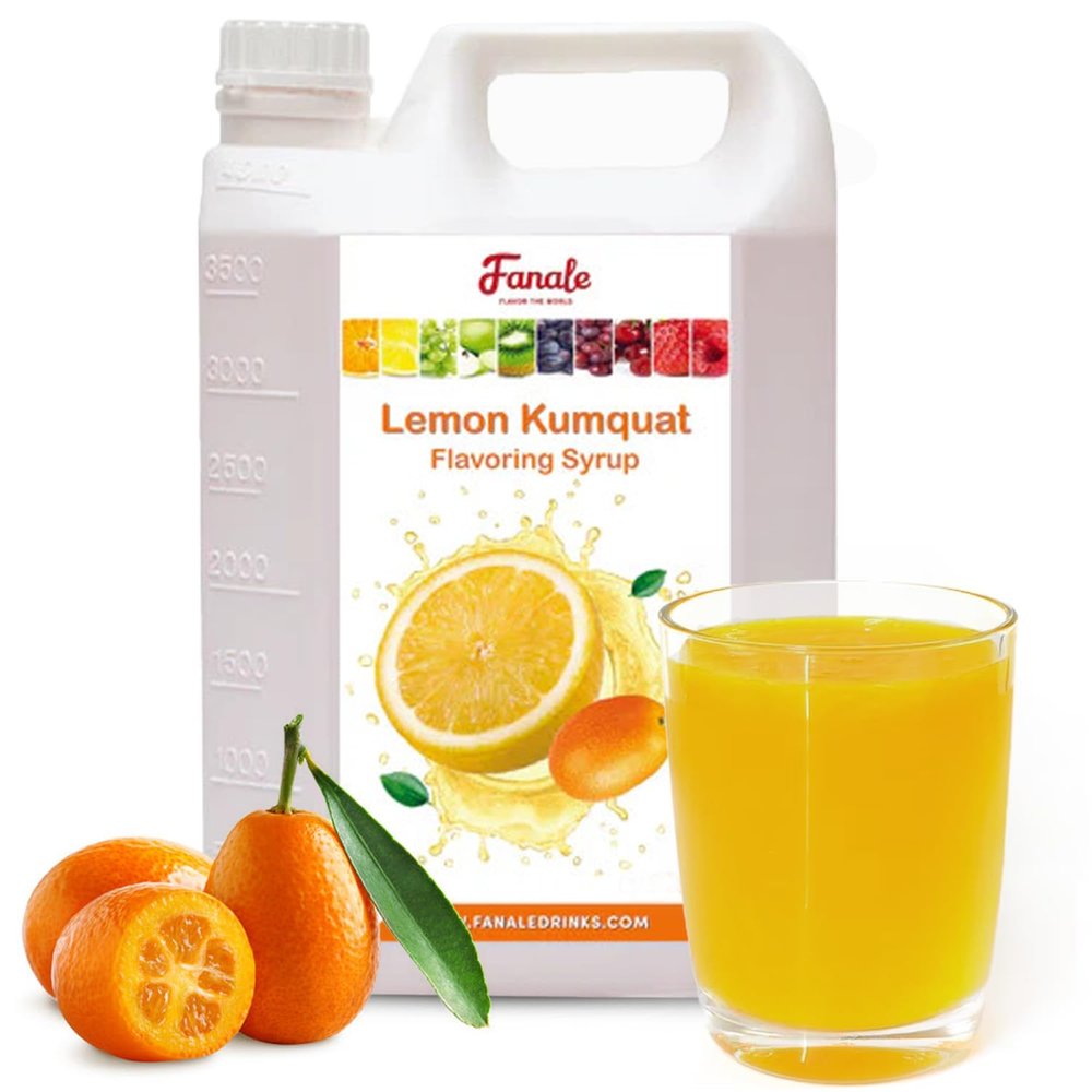 Fanale Premium Flavoring Concentrated Syrup for Bubble Tea 11 lb | Kumquat Flavor Syrup | for Boba Tea, Smoothies, Slushes, Desserts | 11lb | Pack of 4 | SRP150-CS
