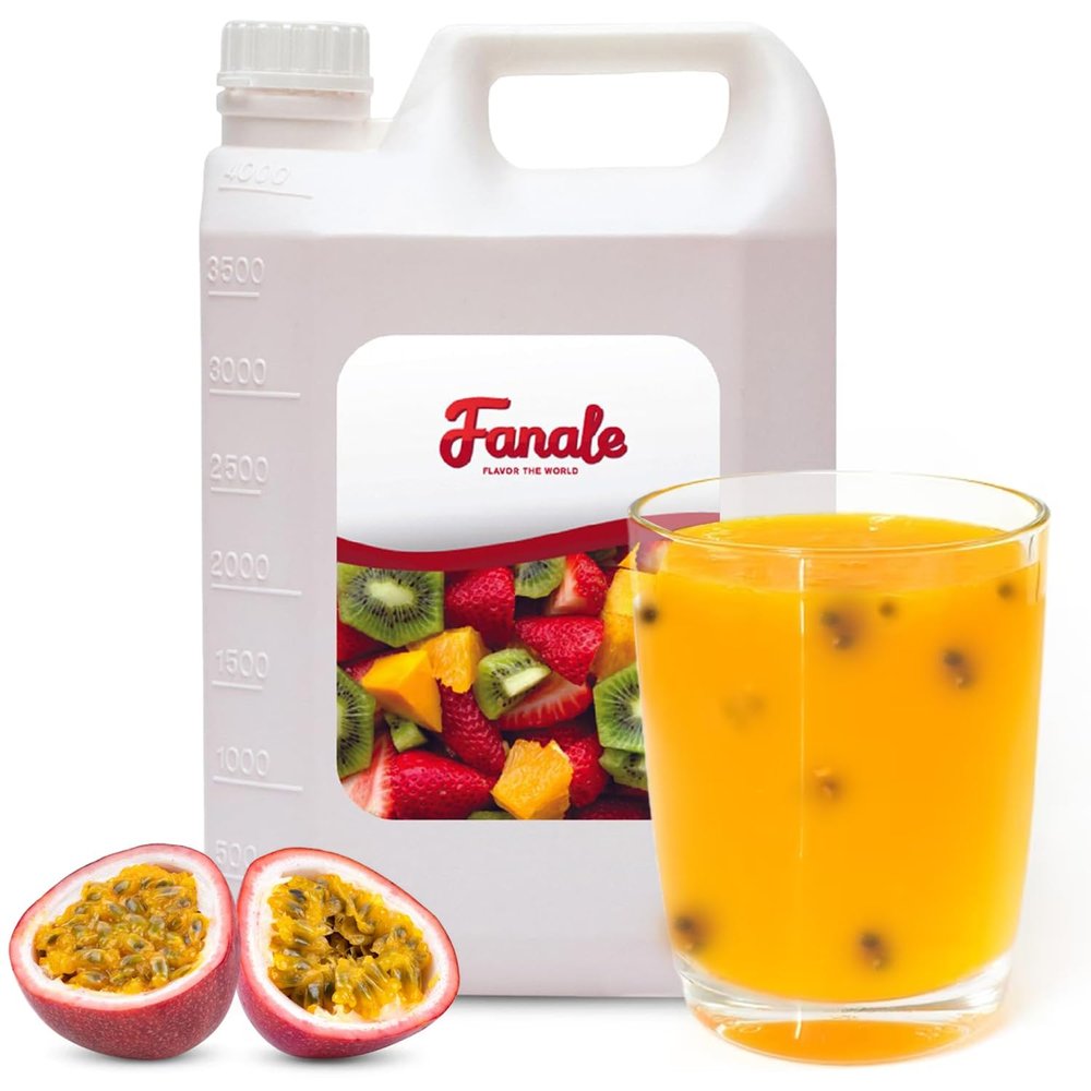 Fanale Premium Flavoring Concentrated Syrup for Bubble Tea 11 lb | Passion Fruit Flavor Syrup | for Boba Tea, Smoothies, Slushes, Desserts | 11lb | Pack of 4 | SRP030