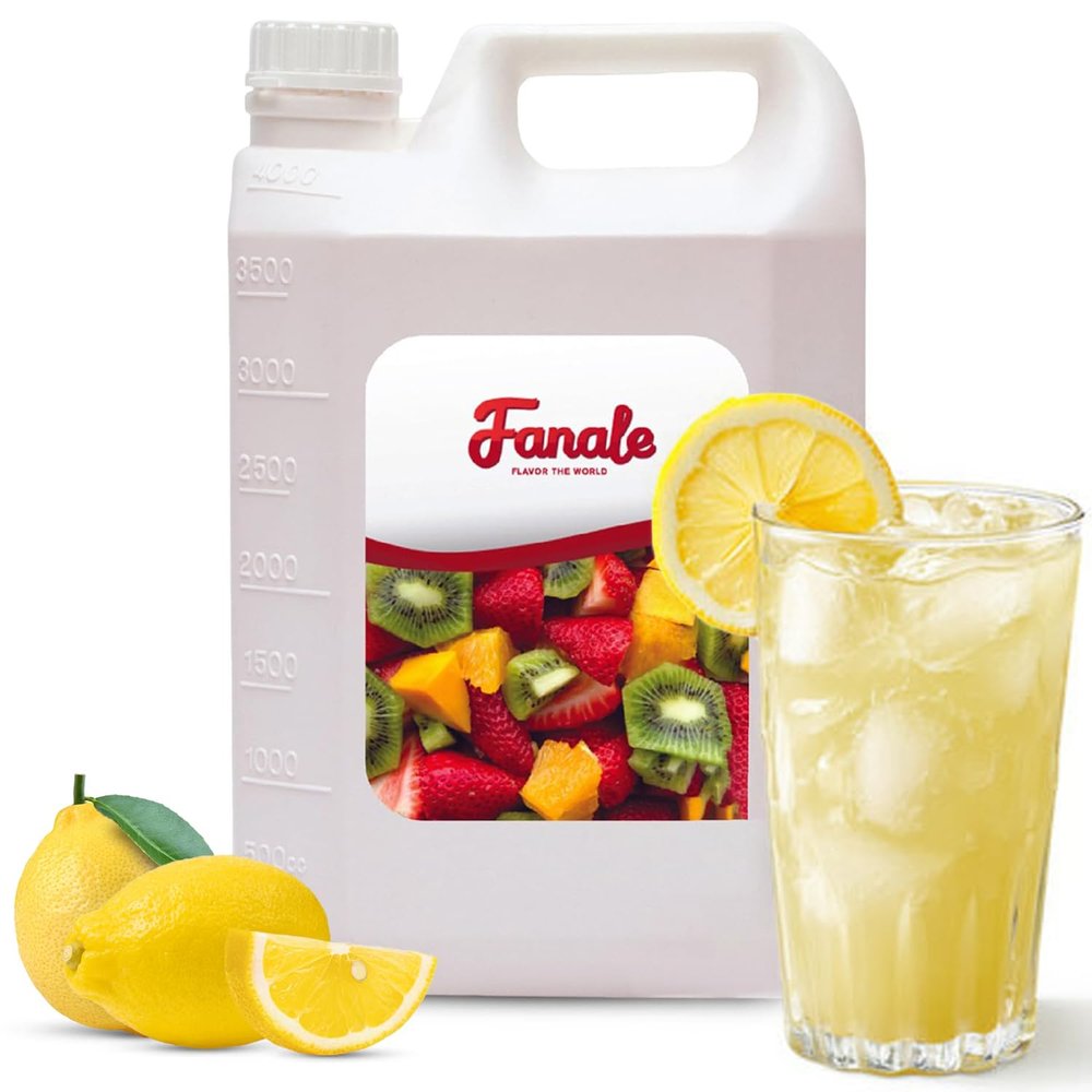 Fanale Premium Flavoring Concentrated Syrup for Bubble Tea 11 lb | Lemon Flavor Syrup | for Boba Tea, Smoothies, Slushes, Desserts | 11lb | PACK OF 4 | SRP120-CS