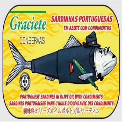 Conservas GRACIETE - Gourmet Canned whole Sardine with Spices - 4.23oz / 120gr (Pack of 5 cans)