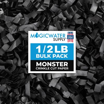 MagicWater Crinkle Cut Paper for Gift Baskets - 1/2 LB - Monster Black - Perfect for Shredded Paper Filler, Basket Filler, Gift Boxes, Bridesmaid Gifts, Christmas Stuffers Ideal for All Occasions