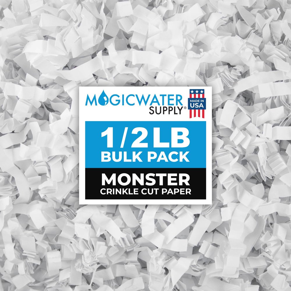MagicWater Crinkle Cut Paper for Gift Baskets - 1/2 LB - Monster White - Perfect for Shredded Paper Filler, Basket Filler, Gift Boxes, Bridesmaid Gifts, Christmas Stuffers  Ideal for All Occasions