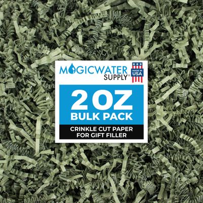 MagicWater Crinkle Cut Paper for Gift Baskets - 2 Oz - Army Green - Perfect for Shredded Paper Filler, Basket Filler, Gift Boxes, Bridesmaid Gifts, Christmas Stuffers & More Ideal for All Occasions