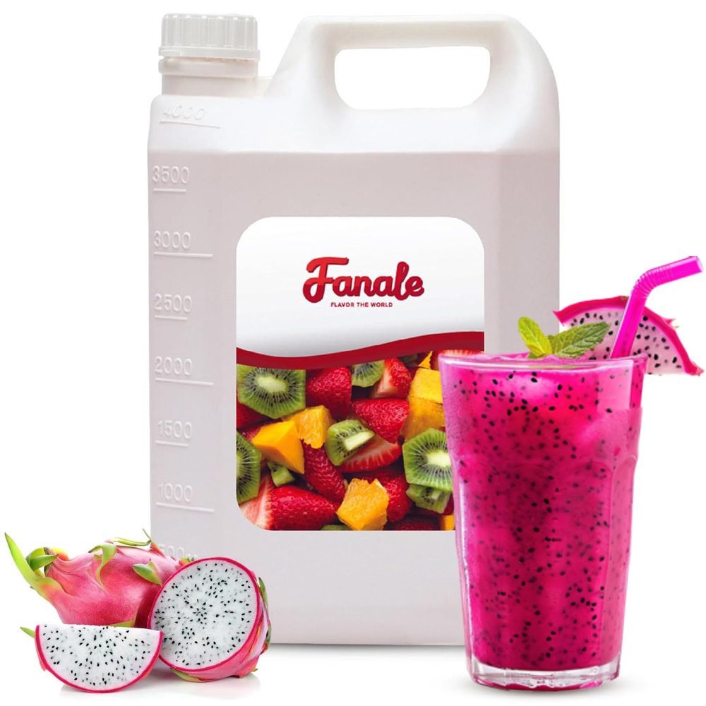 Fanale Premium Flavoring Concentrated Syrup for Bubble Tea 11 lb | Red Dragon Fruit Flavor Syrup | for Boba Tea, Smoothies, Slushes, Desserts | 11lb | Pack of 4 | SRP361-CS