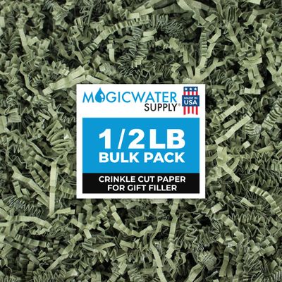 MagicWater Crinkle Cut Paper for Gift Baskets - 1/2 LB - Army Green - Perfect for Shredded Paper Filler, Basket Filler, Gift Boxes, Bridesmaid Gifts, Christmas Stuffers Ideal for All Occasions