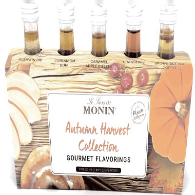Monin - Autumn Harvest Collection, Great for Coffee, Tea, and Lattes, Non-GMO, Gluten-Free (Pumpkin Pie, Cinnamon Bun, Caramel Apple Butter, Cranberry, Brown Butter Toffee) | 50 ml Per Bottle