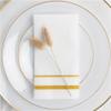 White Cloth Like Dinner Napkins with Gold Border - 1/6 Fold 12"x16" Single Use Linen Feel Disposable Guest Towels, Absorbent, Soft, Elegant, Bathroom Hand Towel, Party, Weddings, Tablesetting (140) view 3