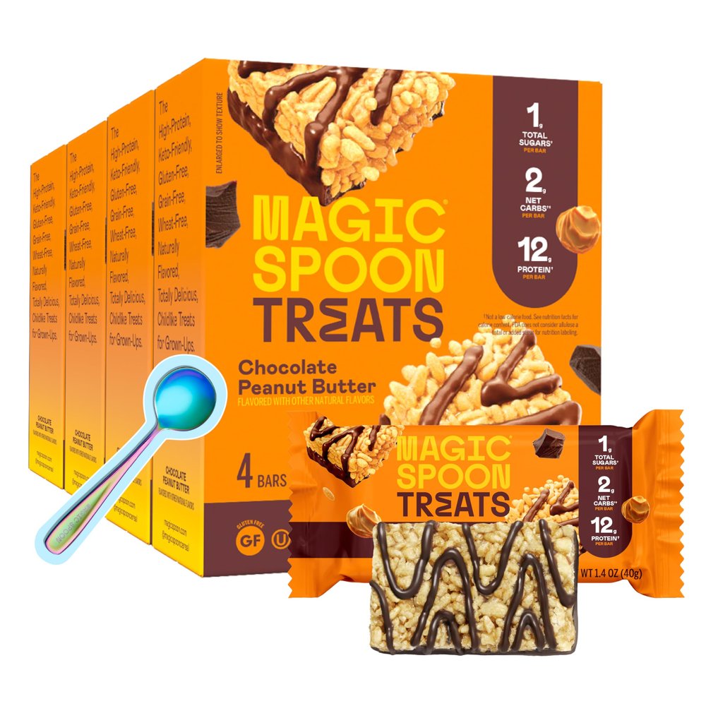 Magic Spoon Treats - 16 High Protein Bars, Chocolate Peanut Butter - High Protein Gluten Free Snack - Sugar & Gluten Free Free Protein Cereal Bar - Low Carb & Keto Friendly - Healthy Snacks