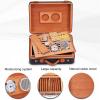 DYUNCZ Travel Cigar Humidor, Cigar Case, Leather and Cedar Wood Lined Travel Humidor Cigar, with Hygrometer, Humidifier, Cedar Wood Divider, Gifts for Men view 3