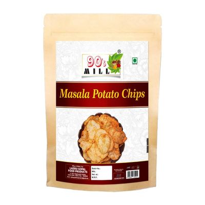 90's MILL Marwar's Organic Ready to eat Namkeen Potato Chips Spicy | Red Chilli Aloo Chips | Low Fat Masala PATTA Wafer | Tasty Yummy Snack Healthy Snack | Batata PATTA Wafer Chips-250 * 1Pack