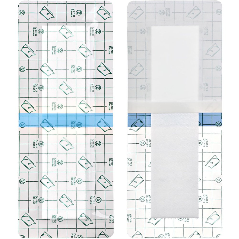 14 Pcs Long Waterproof Bandage 4"x12" for Post Knee Replacement Hip Surgery Recovery Shower Protector Surgical Incision Adhesive Larger Wounds Cover Island Dressing Bordered Gauze