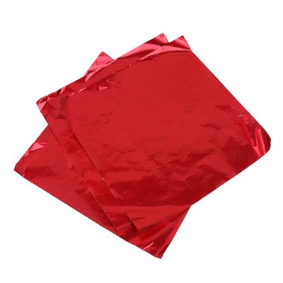 100pcs Gold Leaf Sheets Aluminium Foil Papers Gold Foil Papers Chocolate Wrapping Papers for Home Shop Silver (Red)