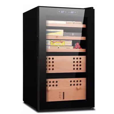 Smart Electronic Cigar Cabinet Controlled Humidity Humidor Thermostatic Cigar Storage Cabinet Cedar Shelves 60-80% Humidity Range