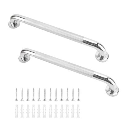 2 Pack 20 Inch Anti Slip Shower Grab Bar, 304 Stainless Steel 1.25" Diameter Anti-Slip Handicap Grab Bar, Satin Brushed Nickel Knurled