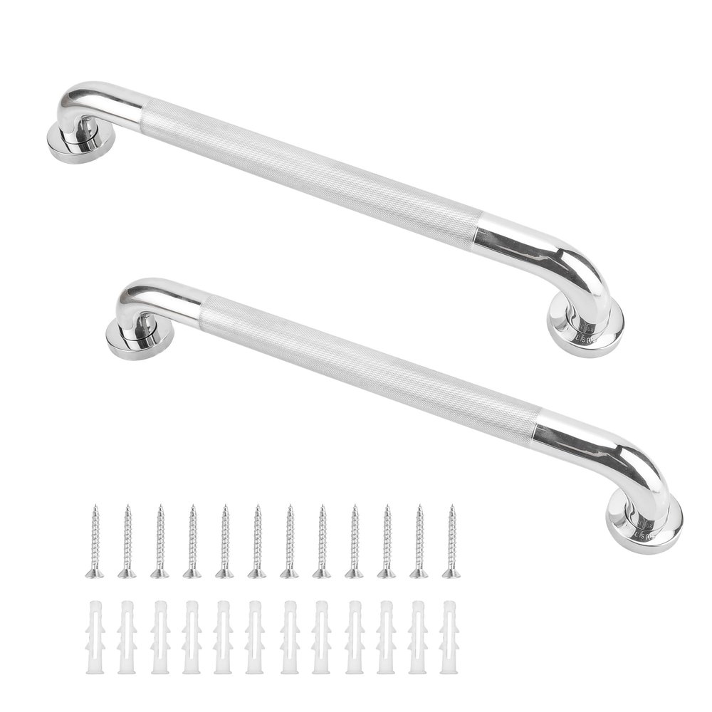 2 Pack 20 Inch Anti Slip Shower Grab Bar, 304 Stainless Steel 1.25" Diameter Anti-Slip Handicap Grab Bar, Satin Brushed Nickel Knurled
