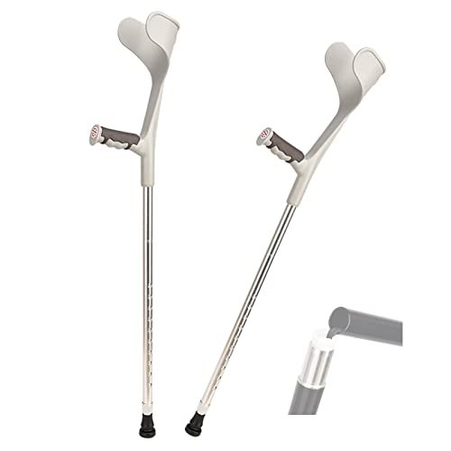 Foldable Walking Cane,Aluminum Forearm Crutches for Adults-Comfortable Grip,Adjustable Telescopic Elbow Crutch with Non-Slip Rubber Feet(Pack of 2) (Silver)