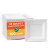 ECO SOUL 10 Inch Compostable Disposable Paper Plates [100 Pack] Food Safe 100% Virgin Bagasse Pulp Heavy Duty Biodegradable Microwave Safe Large Square Dinner Plate for Party, Picnic & BBQ (White) view 1