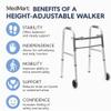 Med Mart Folding Aluminum Front-Wheeled Rolling Walker Includes Two 5-Inch Wheels, Adjustable Height - Mobility Aid Includes Enhanced Support view 2