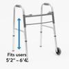 Med Mart Folding Aluminum Front-Wheeled Rolling Walker Includes Two 5-Inch Wheels, Adjustable Height - Mobility Aid Includes Enhanced Support view 3