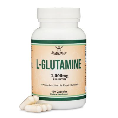 L Glutamine Capsules - (1000mg Servings, 120 Capsules) Non-GMO, Gluten Free, Keto Safe, Vegan Friendly, Third Party Tested (for Endurance and Gut Health) by Double Wood