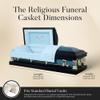 Overnight Caskets in God's Care Metal Funeral Casket with Blue Velvet Interior - 18 Gauge Steel - Fully Appointed Adult Casket - Coffin Featuring Velvet Interior Lining with Pillow and Throw Set view 3