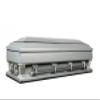 Overnight Caskets Frank Oversized Metal Funeral Casket Silver with White Velvet Interior - 18-Gauge Steel - Fully Appointed Adult Casket - Coffin Featuring Velvet Interior Lining w/Pillow & Throw Set view 2