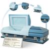 Overnight Caskets Frank Oversized Metal Funeral Casket Blue w/Light Blue Velvet Interior - 18-Gauge Steel -Fully Appointed Adult Casket - Coffin Featuring Velvet Interior Lining w/Pillow & Throw Set view 1
