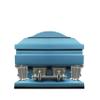 Overnight Caskets Frank Oversized Metal Funeral Casket Blue w/Light Blue Velvet Interior - 18-Gauge Steel -Fully Appointed Adult Casket - Coffin Featuring Velvet Interior Lining w/Pillow & Throw Set view 3