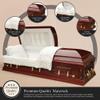 Overnight Caskets Jackson Veneer Wood Funeral Casket w/Cream Velvet Interior - Premium Veneer Hardwood - Fully Appointed Adult Casket - Handcrafted Coffin w/Pillow and Throw Set view 2