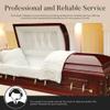 Overnight Caskets Jackson Veneer Wood Funeral Casket w/Cream Velvet Interior - Premium Veneer Hardwood - Fully Appointed Adult Casket - Handcrafted Coffin w/Pillow and Throw Set view 4