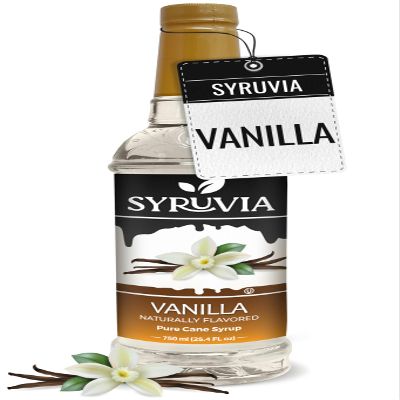 Syruvia Coffee Syrup, Vanilla Flavored Syrup for Drinks, Lattes, and Desserts  25.4 fl oz