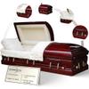 Overnight Caskets Belmont Veneer Wood Funeral Casket w/Almond Velvet Interior - Premium Veneer Hardwood - Fully Appointed Adult Casket - Handcrafted Coffin w/Pillow and Throw Set view 1