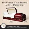 Overnight Caskets Belmont Veneer Wood Funeral Casket w/Almond Velvet Interior - Premium Veneer Hardwood - Fully Appointed Adult Casket - Handcrafted Coffin w/Pillow and Throw Set view 3