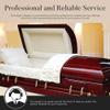 Overnight Caskets Belmont Veneer Wood Funeral Casket w/Almond Velvet Interior - Premium Veneer Hardwood - Fully Appointed Adult Casket - Handcrafted Coffin w/Pillow and Throw Set view 4
