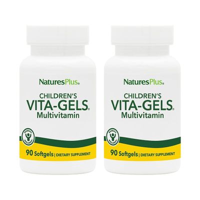 NaturesPlus Childrens Vita-Gels Multivitamin, Natural Orange Flavor - 90 Softgels, Pack of 2 - Gluten Free - 180 Total Servings