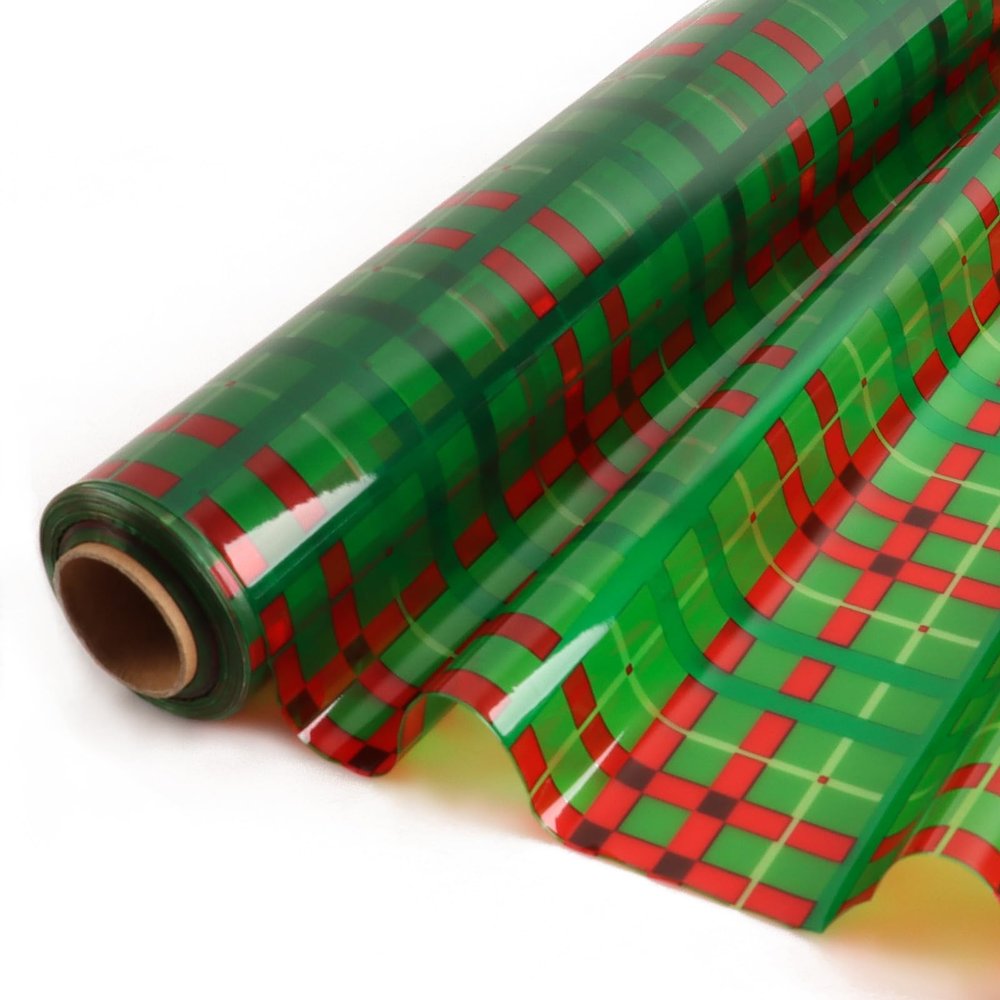 CMFYHM Christmas Cellophane Wrap Roll (34" x 100Ft) 3 Mil Thicken Long Film Gift Wrappings for Baskets, Box,Wine, Christmas Decor