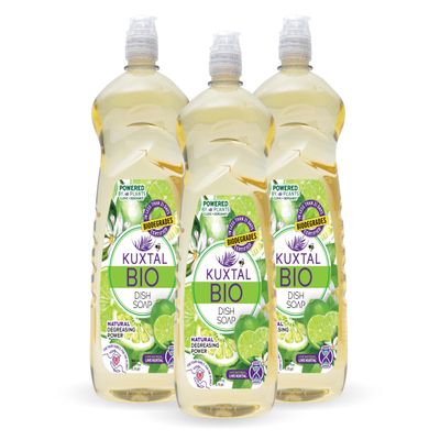 KUXTAL Dish Soap Liquid 3 Pack | Biodegradable & Eco-Friendly | Naturally Derived Ingredients | Gentle on Hands | Tough on Grease | Natural Citrus Scent | 27.7 fl oz Each